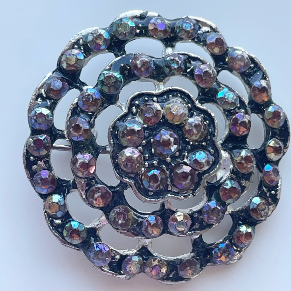 Vintage Iridescent Floral Brooch
